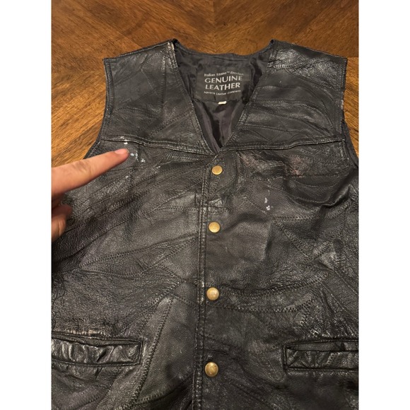 Italian Stone Design Genuine Leather Patchwork Vest Black Menswear Gents‎ |P1 - Picture 4 of 6